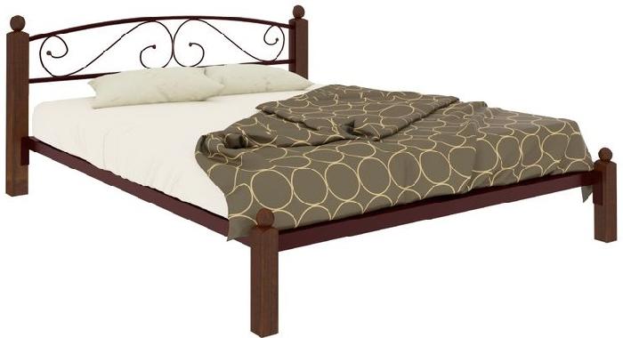Кровать двуспальная Вероника Lux (СМ 160х200) трубка металл ( 160х200 , металл/дерево , медная шагрень , без подъемного мех. , без ящиков , без матраса (Милсон) )