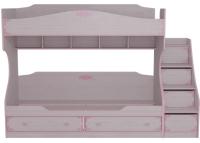 Кровать детская двухъярусная с основанием и лестницей