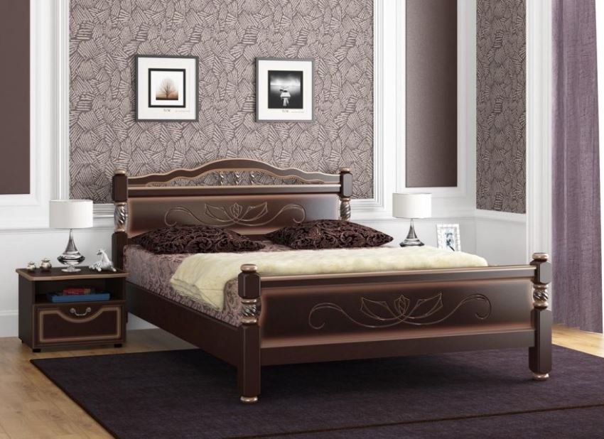 Фото Кровать двуспальная Карина-5 (СМ 140х200) без основания с универсальными царгами от производителя Браво-мебель в Геленджике по цене 17 530 ₽