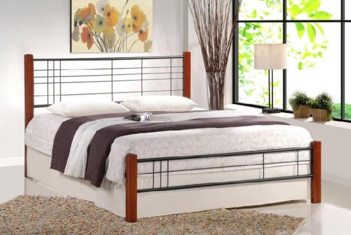 Кровать двуспальная Halmar Viera (СМ 160х200) c основанием ( 120х200 , дерево/металл , античная черешня-черный , без подъемного мех. , без ящиков , без матраса (Halmar ) )