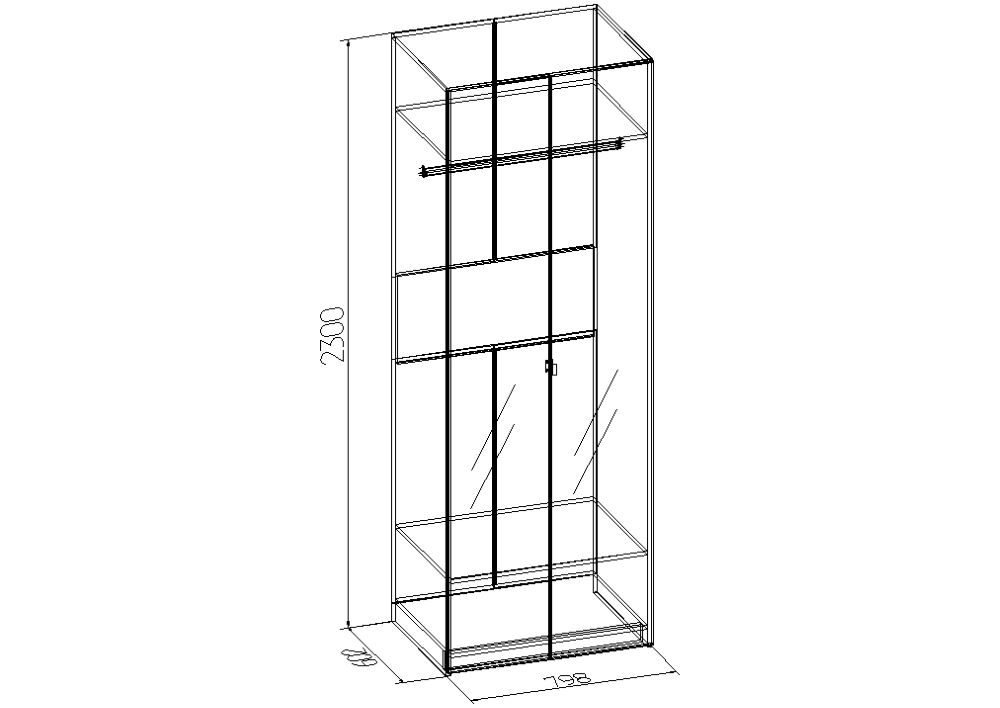 Фото Шкаф Bauhaus-8 (80) с зеркалами двухдверный от производителя Глазов в Геленджике по цене 18 210 ₽