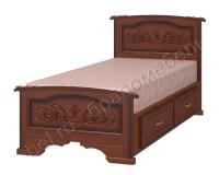 Фото derevyannye-krovati кровать односпальная елена (см 80х200) с выдвижными ящиками, без основания с универсальными царгами производитель Браво-мебель