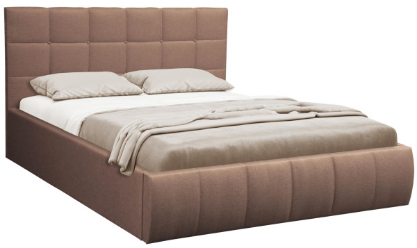 Кровать двуспальная Диана (h101) (140х200) с подъемным механизмом ( 140х200 , ЛДСП/ткань , корица , с подъемным мех. , с коробом , без матраса (Олмеко) )