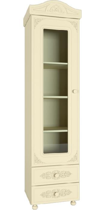 Шкаф-пенал со стеклом Ассоль плюс АС-1  (ваниль, ваниль (Компасс) )