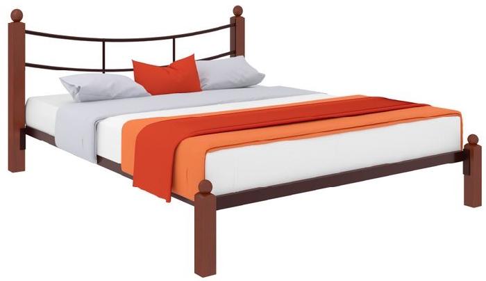 Кровать двуспальная София Lux (СМ 160х200) трубка металл ( 160х200 , металл/дерево , медная шагрень , без подъемного мех. , без ящиков , без матраса (Милсон) )