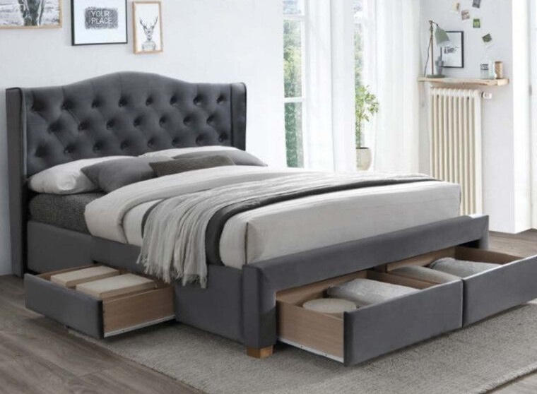 Фото Кровать двуспальная Signal Aspen velvet bluvel II (СМ 160х200) c ортопедическим основанием от производителя Signal в Геленджике по цене 99 730 ₽