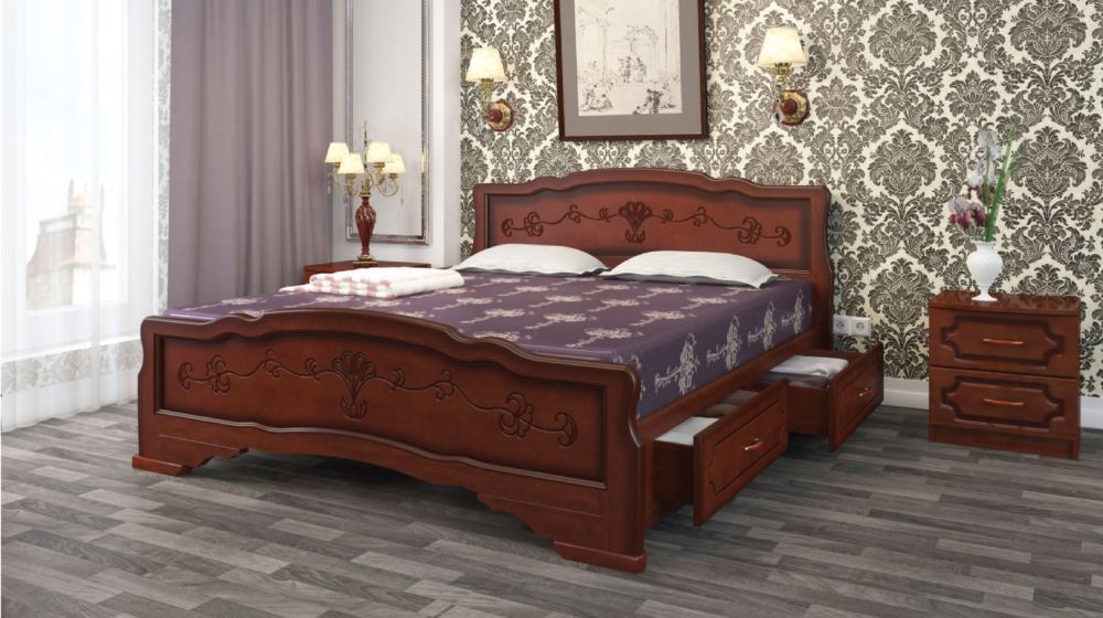 Фото Кровать односпальная Карина-6 (СМ 90х200) с выдвижными ящиками, без основания с универсальными царга от производителя Браво-мебель в Геленджике по цене 26&nbsp;220 ₽