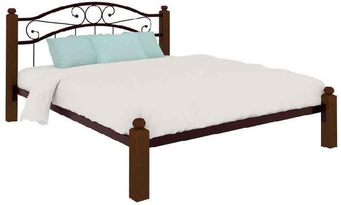 Кровать двуспальная Надежда Lux (СМ 180х200) трубка металл ( 180х200 , металл/дерево , медная шагрень , без подъемного мех. , без ящиков , без матраса (Милсон) )