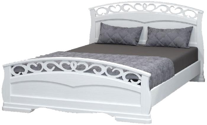 Кровать двуспальная Грация-1 (СМ 160х200) без основания с универсальными царгами ( 160х200 , дерево/МДФ , античный белый , без подъемного мех. , без ящиков , без матраса (Браво-мебель) )