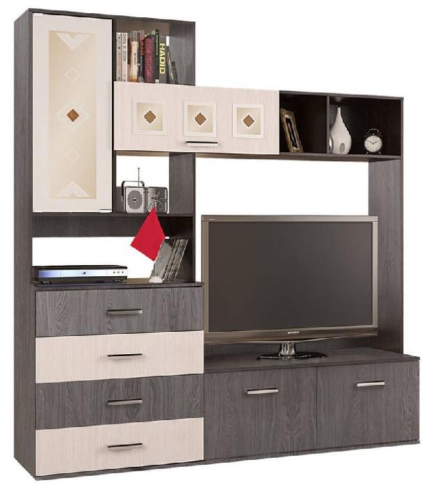 Гостиная Белла центральная секция  (ясень шимо , дуб атланта,(БТС))