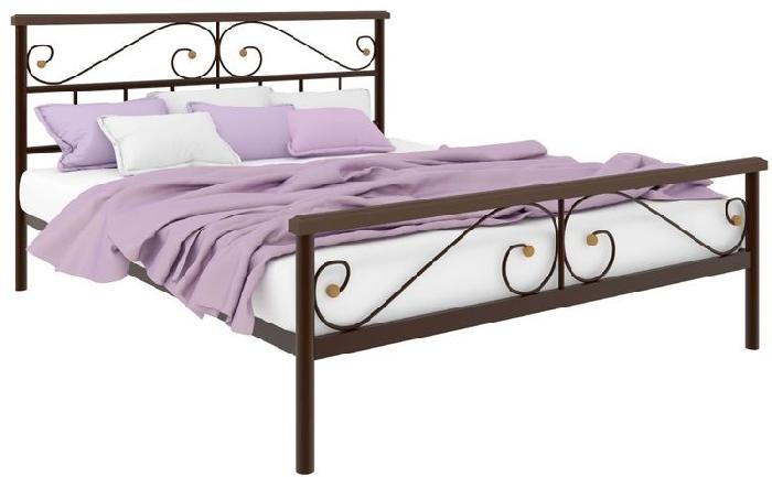 Кровать двуспальная Эсмеральда Plus (СМ 160х200) трубка металл ( 160х200 , металл , медная шагрень , без подъемного мех. , без ящиков , без матраса (Милсон) )