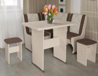 Кухонный уголок-комплект Челси мини (дуб белфорт, кожзам лен коричневый-лен бежевый (ТриЯ) ) в Геленджике от производителя 