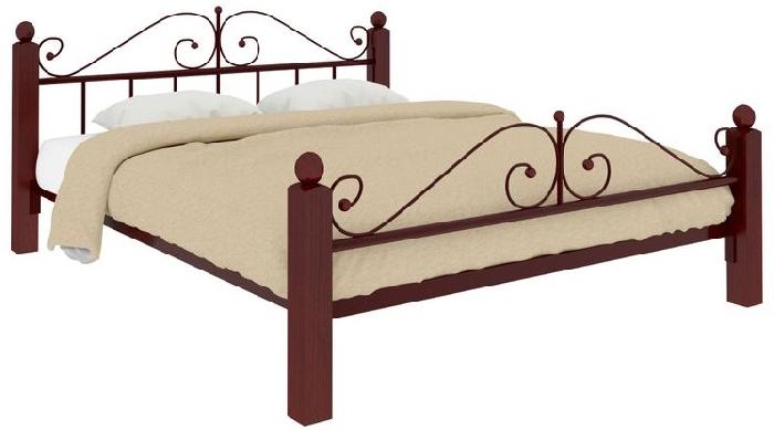 Кровать двуспальная Диана Lux Plus (СМ 140х200) трубка металл ( 140х200 , металл/дерево , медная шагрень , без подъемного мех. , без ящиков , без матраса (Милсон) )