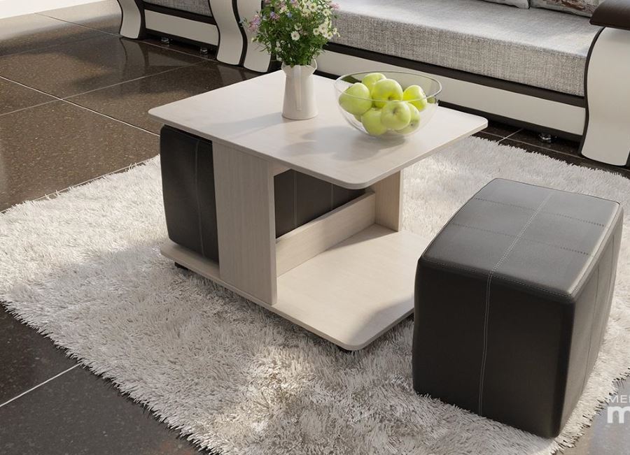 Фото Стол журнальный Капри с пуфиками от производителя ТриЯ в Геленджике по цене 9 160 ₽