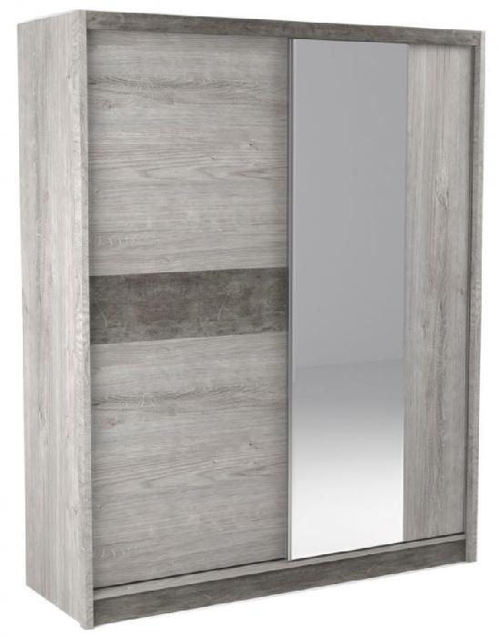 Шкаф-купе Денвер 2300 (2 двери) (Материал дверей:лдсп-зеркало, цвет дверей:риббек серый-камень темный, цвет каркаса:риббек серый (СБК) )