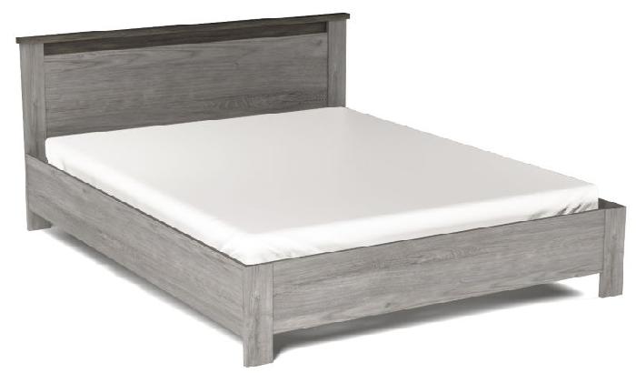 Кровать двуспальная Денвер Люкс (СМ 180х200) без основания ( 180х200 , ЛДСП , риббек серый-камень темный , без подъемного мех. , без ящиков , без матраса (СБК) )