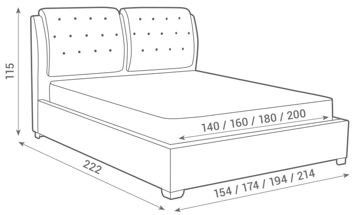 Фото Кровать двуспальная Sophia (СМ 140х200) с основанием от производителя Вега в Геленджике по цене 43 520 ₽