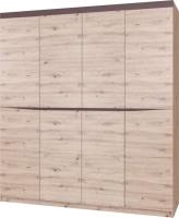 Шкаф Тиана ШР-4 (200) без зеркал четырехдверный (дуб бонифаций, дуб бонифаций-вольфрам,(Браво-мебель)) в Геленджике от производителя 