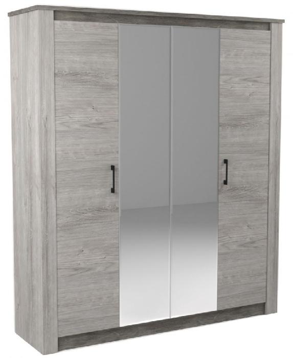 Шкаф Денвер 2300 (192) четырехдверный (риббек серый-камень темный, риббек серый,(СБК))