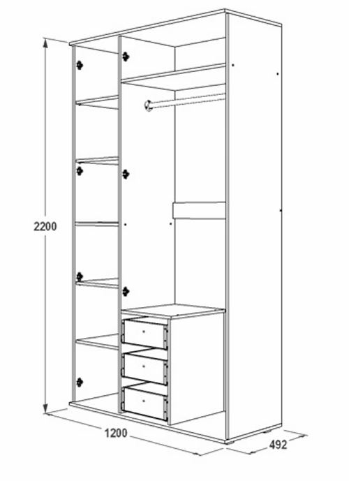 Фото Шкаф Ольга-14 (120) трехдверный  от производителя Фант-мебель в Геленджике по цене 23 110 ₽