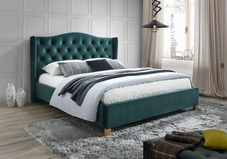 Фото Кровать двуспальная Signal Aspen velvet bluvel (СМ 140х200) c ортопедическим основанием от производителя Signal в Геленджике по цене 70 580 ₽