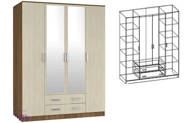 Фото Шкаф Светлана (168) четырехдверный от производителя Мебель Маркет в Геленджике по цене 34&nbsp;440 ₽