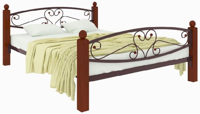 Кровать односпальная Каролина Lux Plus (СМ 120х190) трубка металл ( 120х190 , металл/дерево , медная шагрень , без подъемного мех. , без ящиков , без матраса (Милсон) )